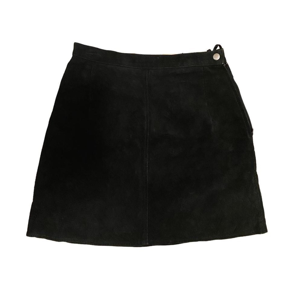 Vintage Echtes Leder Gipsy Black Leather Suede Skirt Size Small